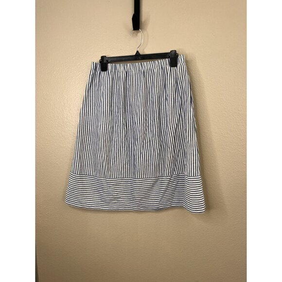 J.Crew Womens Navy & White Striped A-Line Skirt Size M Elastic Waist Cotton - Picture 4 of 7